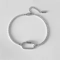 Bracelet tennis en acier argenté avec fermoir mousqueton 20x10mm et zircons brillants - Style Tennis Strass Argent (XBL0064-1)