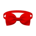 Adjustable solid red grosgrain bowtie for cats and dogs with textured ribbed finish - Red