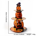 Alzata per cupcake a 3 livelli a tema Halloween con zucche e fantasmi da 43x27.5cm - Stile Zucca e Gatto Nero (HY-WSDGT-01)