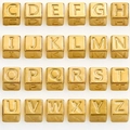 Polished gold stainless steel square alphabet beads with engraved letters C to Z - Letter A / Gold