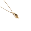 Gold-plated hand-shaped pendant necklace with cubic zirconia detailing on a box chain - White Zircon Wrist Style (CC0700-YS)