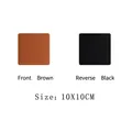 Double-sided rectangular leather placemat in brown and black, 10x10cm size - Brown + Black (Coaster 10cm)