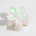 Iridescent pearlescent white flower hair claw clip with elegant gradient finish - Iridescent White Flower