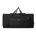 Large capacity black nylon travel bag with S SPORT logo and reinforced web handles - Black