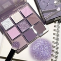 Nine-color purple eyeshadow palette with matte, shimmer, and glitter textures for makeup - No. 24 Purple Tones Lace Pattern