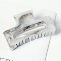 Elegant rectangular hair claw clip with grey marble pattern on clean white background - 8.5cm Marbled Grey
