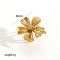 Anello a fiore in stile vintage francese in acciaio inossidabile dorato 30mm - Stile Petalo Gesto della Mano (TR4447) / Oro