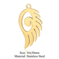 Golden stainless steel hollow evil eye pendant 16x30mm for DIY jewelry making - Winged Eye Style (LA324) / 5 Pieces / Gold