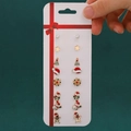 Christmas stud earring set featuring Santa, snowflakes and reindeer on white card - 64 Snowflake (8 Pairs Set)