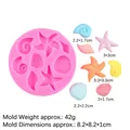 Stampo in silicone rosa a tema marino con stelle e conchiglie per decorare torte - Stile 2 Rosa 15-108
