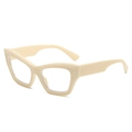 Retro cream white cat-eye sunglasses with premium matte finish for outdoor sun protection - Beige Frame