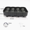 Dark gray 8-hole spherical silicone ice ball mold with lid and funnel for cocktails - 8-Sphere Ice Tray Black