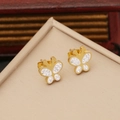 Elegante goldene Schmetterlingsohrringe mit weißer Emaille und funkelnden Steinen - Schmetterling Ohrstecker (3# Schmetterling)
