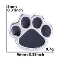 Silver cat paw charm with black enamel, 8x9mm pet jewelry floating charm piece - F584-Black Paw