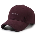 Distressed burgundy baseball cap with Narason embroidery and vintage ripped details - Adjustable / Purple