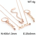 Conjunto de joyas Mama en oro rosa con collar y pendientes de acero inoxidable - Oro Rosa (KS217706-KLX)