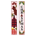 Christmas porch banner decorations hanging red black buffalo plaid door curtain signs 2pcs - 2301 Porch Couplets