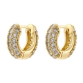 Luxurious 18K gold plated hoop earrings pavé-set with shimmering clear zircon crystals - Gold White Zirconia