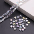 Perline a cuore in vetro cristallo con finitura AB cangiante per gioielli DIY - Bianco AB