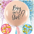 Gender reveal party kit with 36-inch powder pink balloon, tassels and confetti - Nude Balloon And Confetti