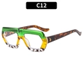 Green and yellow gradient chunky glasses frame with tortoiseshell textured temples - Green Yellow Leopard Frame Clear Lens