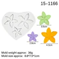 Moule en silicone blanc en forme de cœur avec trois tailles de fleurs de frangipanier - 3#15-1166 Gris-Cœur Frangipanier