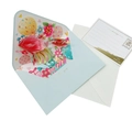 3D pop-up greeting card with flowers, balloons and light blue envelope for gifts - Balloons and Gifts