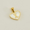 Golden heart pendant with mother of pearl inlay and letter X engraving for necklaces - Letter X (Single Pendant)