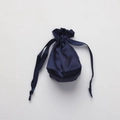 Dark blue satin drawstring bag for silk eye mask storage with glossy finish - Navy Blue
