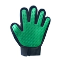 Green silicone pet grooming glove with black breathable mesh for cat hair removal - Left Hand / Green