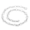 Zilveren roestvrijstalen ketting met geometrische vierkante en ronde schakels en sluiting - Varkensneus Stijl Zilver (KN228602-Z) / 45cm