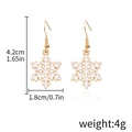 Boucles d'oreilles flocon blanches avec crochets dorés et mesures de taille détaillées - D1104-Pendentif flocon de neige