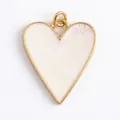 Heart-shaped gold pendant with sparkling white glitter resin and open jump ring - White Glitter Heart Style (K108283M1-White)