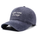Vintage gewaschene Baseballkappe in Anthrazit mit weißem NEW YORK Stickerei-Logo - Verstellbar / Marineblau