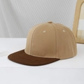 Detail of two-tone hip hop baseball cap in khaki and brown twill cotton fabric - 54cm (3-8 Years) / Dark Khaki