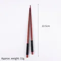 Japanese style nanmu wooden chopsticks with black cotton thread wrap 22.5cm 11g - 22.5cm Black Wrapped Chopsticks