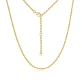 Elegante cadena de cuerda trenzada en plata de ley 925 con un acabado clásico chapado en oro - Collar Ajustable / Oro (cadena de cuerda gruesa)