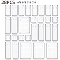 28pcs set of clear plastic drawer organizers with non-slip dots in 4 various sizes - 28PCS