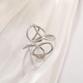 French vintage style irregular geometric open ring in polished silver stainless steel - Silver Tone Wrapped Lines