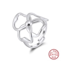 Modern adjustable 925 sterling silver ring with minimalist hollow flower design for women - Adjustable Open / Hollow Flower Style (GAR07) / Silver
