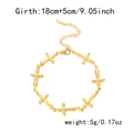 Dettaglio del bracciale croce in acciaio dorato con giro di 18cm+5cm e peso di 5g - Croce a Strisce / Oro