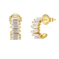 Elegante goldene S925 Sterlingsilber C-Ohrringe mit Baguette-Zirkonia Steinen besetzt - Weißer Zirkonia