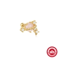 Gold s925 silver planet stud earring with pink gemstones and white zircon stones - Planet Heart Style (5547009114663)