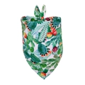 Detail of pet bandana with tropical green cactus and red flower print on white fabric - Cactus
