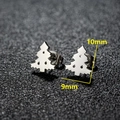 Polished stainless steel Christmas tree stud earrings measuring 10mm by 9mm for women - Christmas Tree Style (161) / 10x9mm / Steel