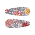 Barrettes à cheveux fleuries pour filles en tissu de coton rose et jaune en duo - Pince BB en Forme de Goutte (Lot de 2) / Fleuri Multicolore Frais