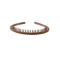 Matte dark brown woven texture headband with non-slip teeth for comfortable fit - 172 Braid Style / Light Coffee