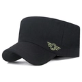 Schwarze Herren Militär-Mütze mit besticktem Stern-Aufnäher im Vintage-Taktik-Stil - Verstellbar / Schwarz