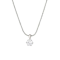 Collana in argento con zircone tondo e catena a serpente elegante per donna moderna - Platino - Zirconia Bianca