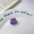 Purple marble acetate heart hair claw clip on a minimalist white ceramic plate - Argyle Purple
